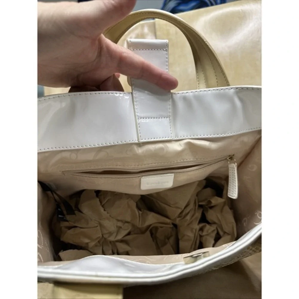 BEBE Canvas Logo Double Handle Satchel Crossbody Tote Bag Braided‎ Handles-rare
